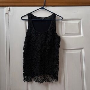Express Black Floral Lace Sleeveless Top